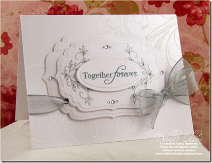 Finally I have a wedding card made with Lisa's Heavenly Medley stamp set